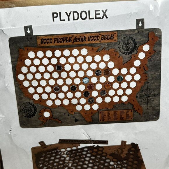 Plydolex Wooden United States Beer 98 Cap Holder Map Grey 19 x 26 inches - Picture 3 of 5